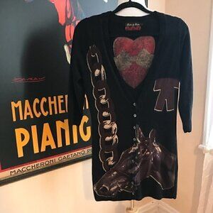TWELVE BY TWELVE: Heart/Horse/Chain Cardigan Sz L